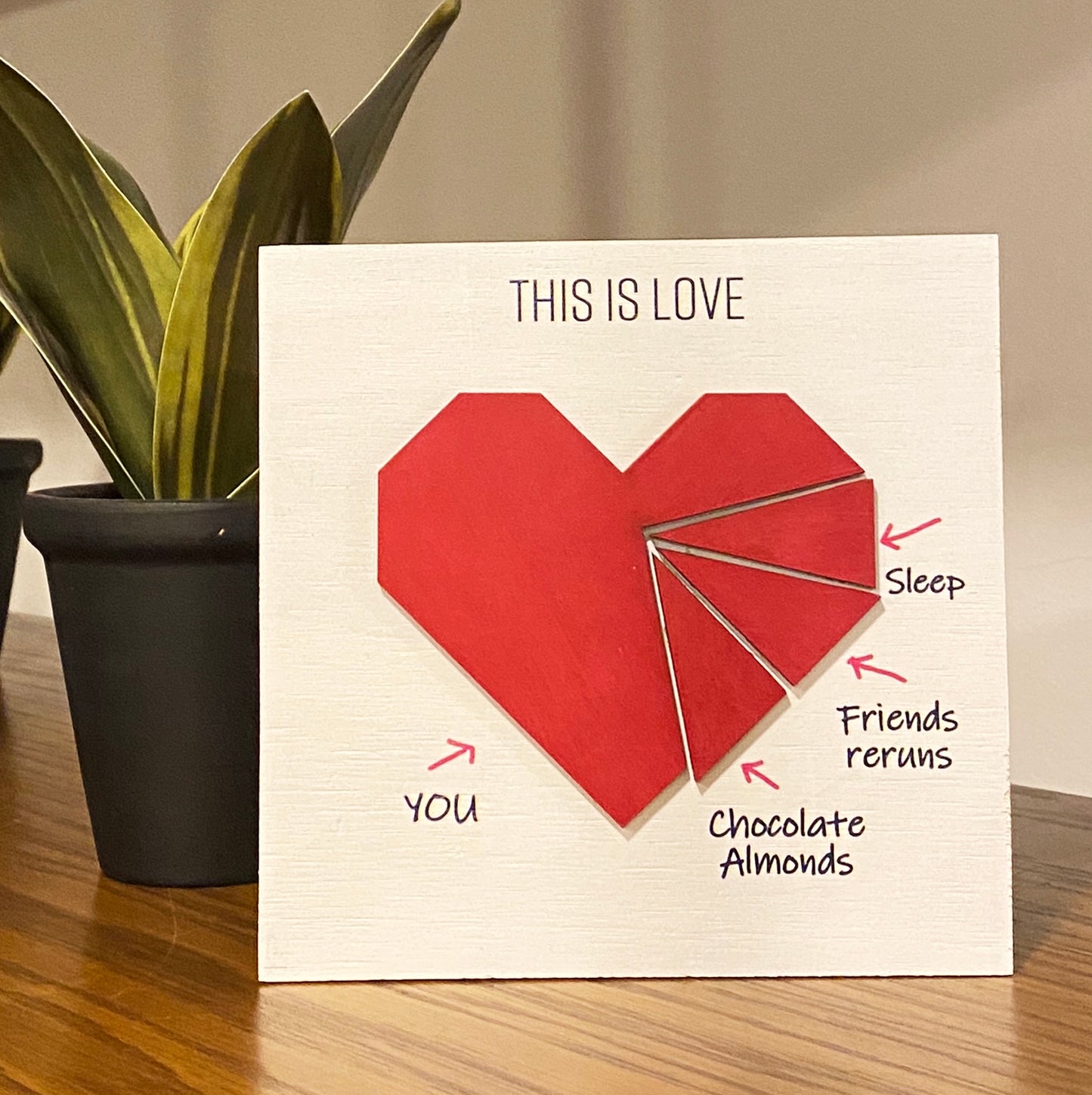 Wooden Valentines Card for Boyfriend or Girlfriend - Personalize With Your Ideas