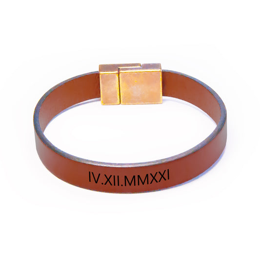 Brown Leather Bracelet Personalized with Hidden Message - Gift for Boyfriend or Girlfriend