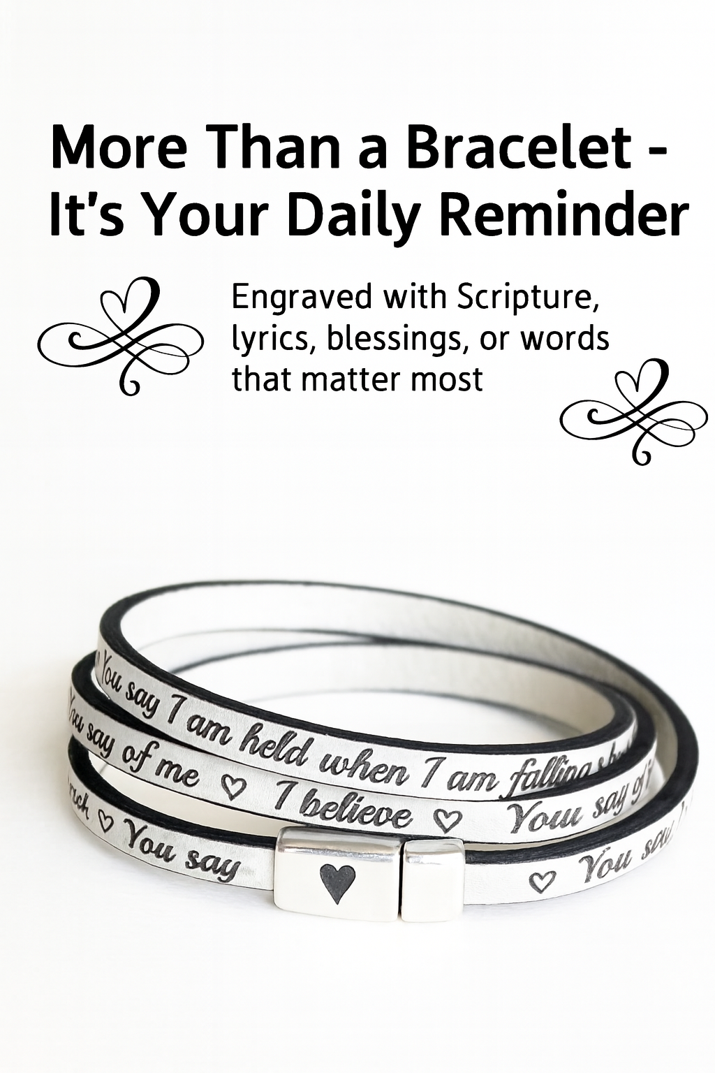 Bible Verse Wrap Leather Bracelet - Custom Engraving - Personalized Faith Gift