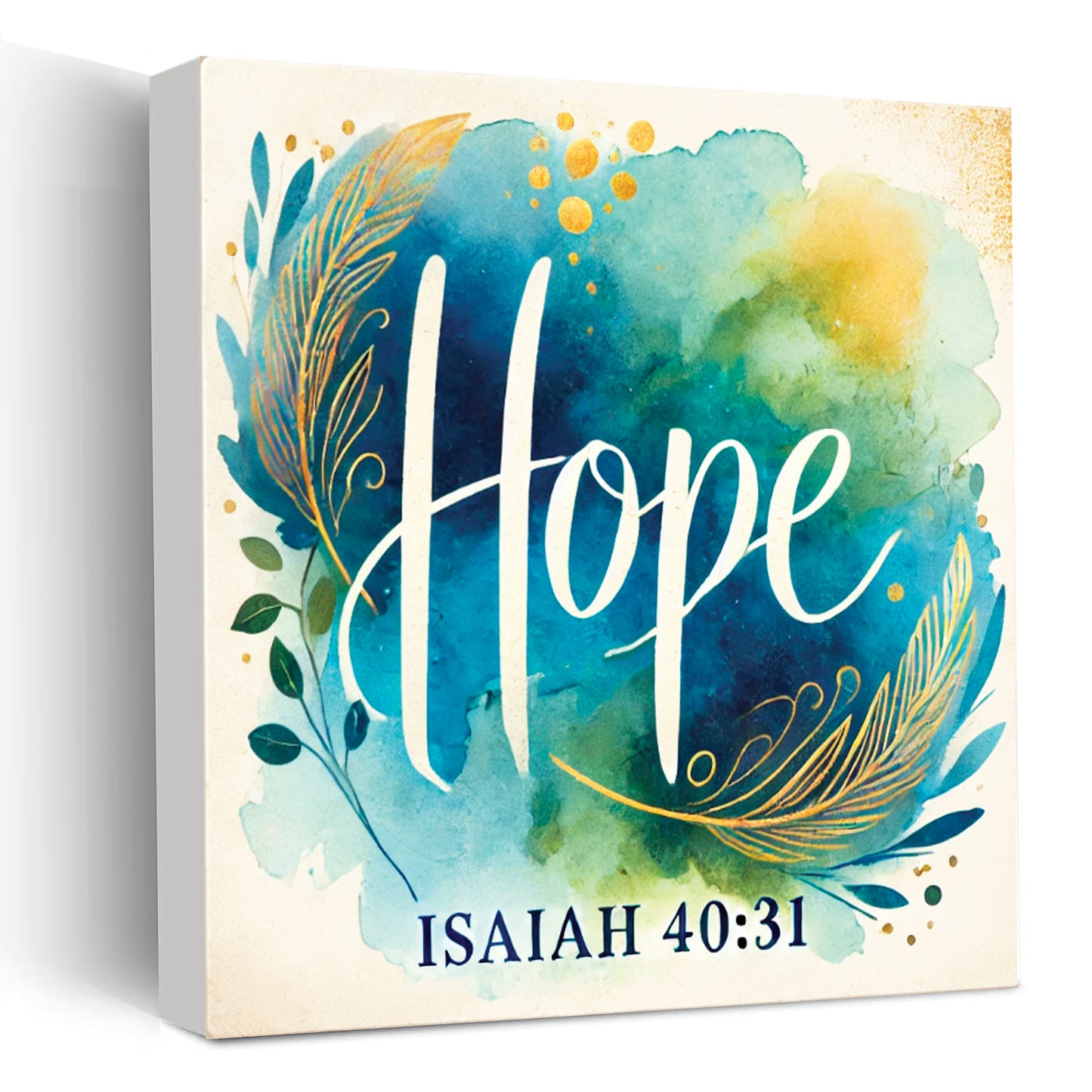 Hope (Isaiah 40:31) - Wooden Block With Bible Verse - Christian Home Decor