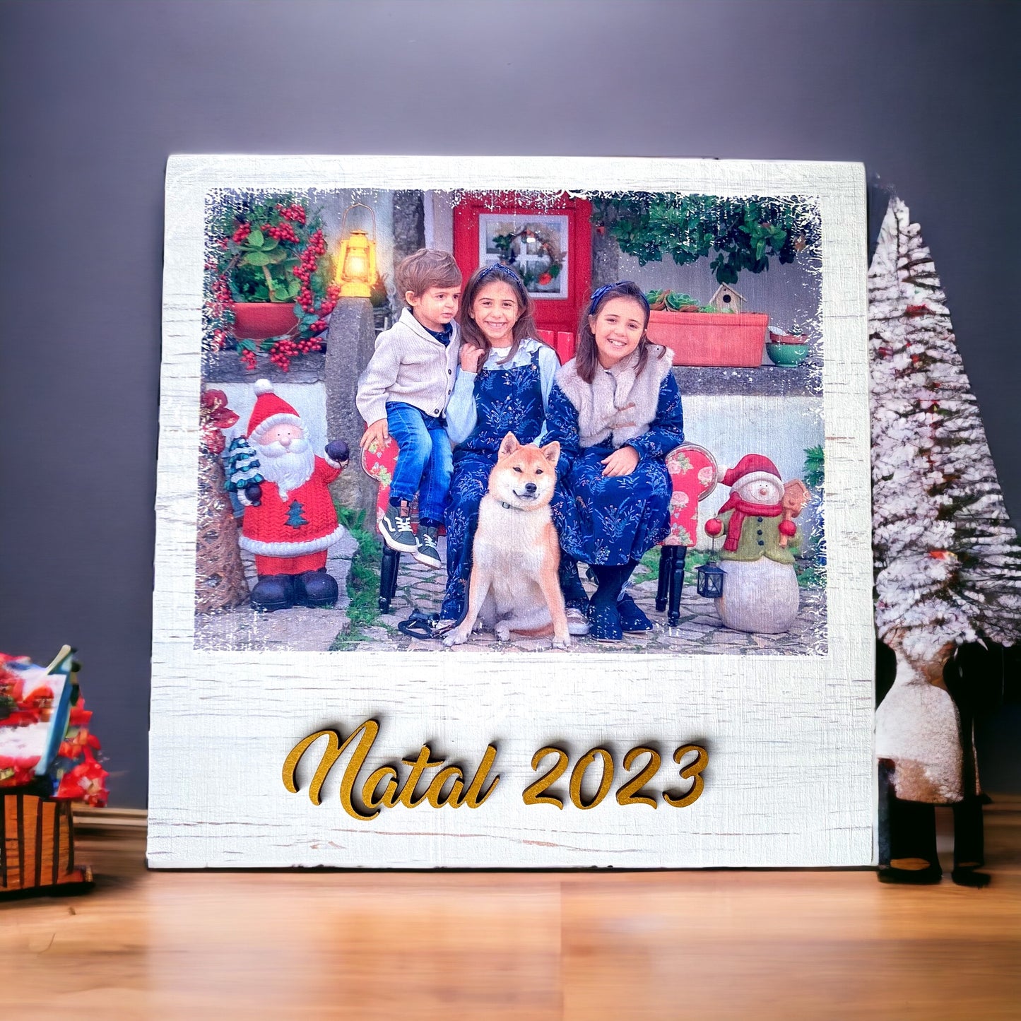 Foto de família de placa de madeira personalizada - presente de Natal