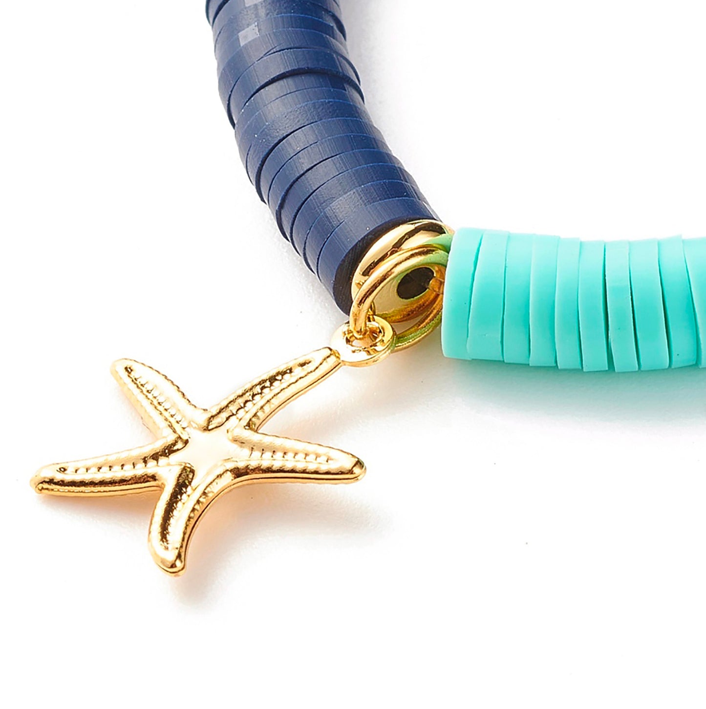 Conjunto de 3 pulseiras de miçangas com estrela do mar dourada e pingentes de concha - acessório perfeito para festas de verão ou férias na praia 