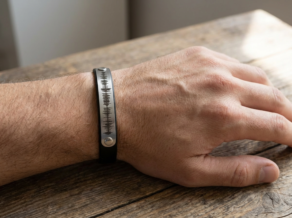 Pulseira de Couro Marrom Personalizada com Mensagem Oculta - Presente para Namorado ou Namorada