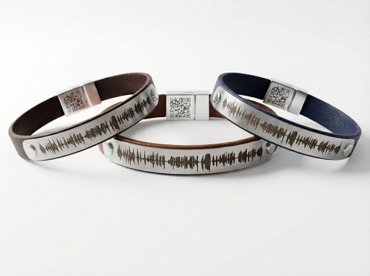Pulseira de Couro Marrom Personalizada com Mensagem Oculta - Presente para Namorado ou Namorada