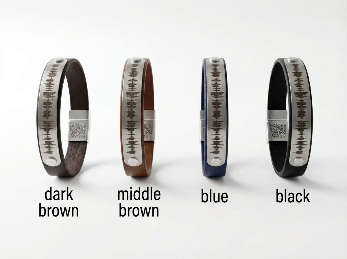 Pulseira de Couro Marrom Personalizada com Mensagem Oculta - Presente para Namorado ou Namorada