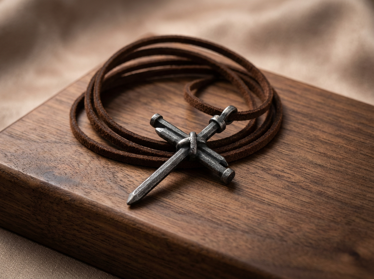 Colar de couro para homens com pingente de arruela grande gravado - presente personalizado para ele