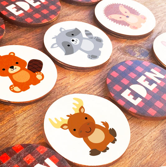 Matching card game, Montessori toys, Personalized Memory Game, Toddler toys, Woodland baby shower games, Woodland animals, Gift for grandson