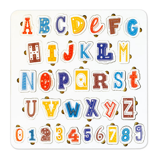 Quebra-cabeça de madeira feito à mão exclusivo com alfabeto e números - presente único para crianças