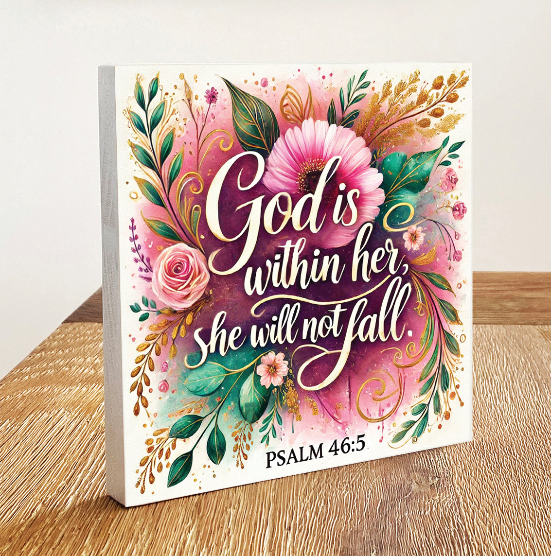 God Is Within Her - Handcrafted Wooden Sign (Psalm 46:5) - Christian Home Décor