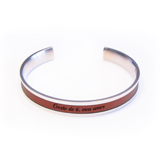 Bracelete de punho aberto para mulheres com texto personalizado gravado - presente para ela